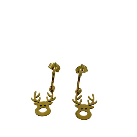earrings steel gold deer